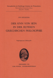 Der Sinn von Sein in der älteren griechischen Philosophie